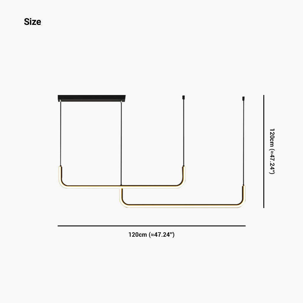 Chandelier Pendant Light Minimalist Metal Linear LED, Gold / Black