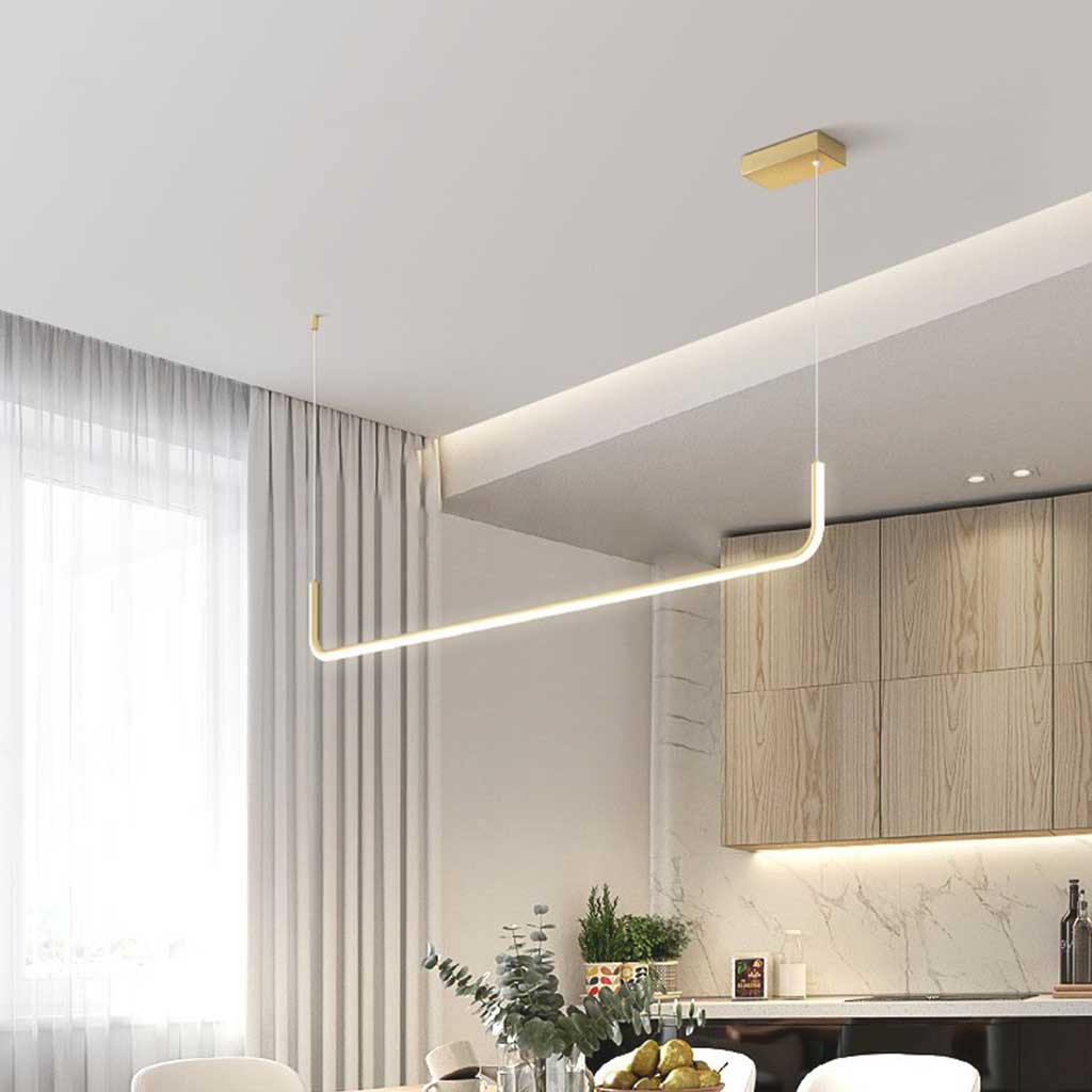 Chandelier Pendant Light Minimalist Metal Linear LED, Gold / Black