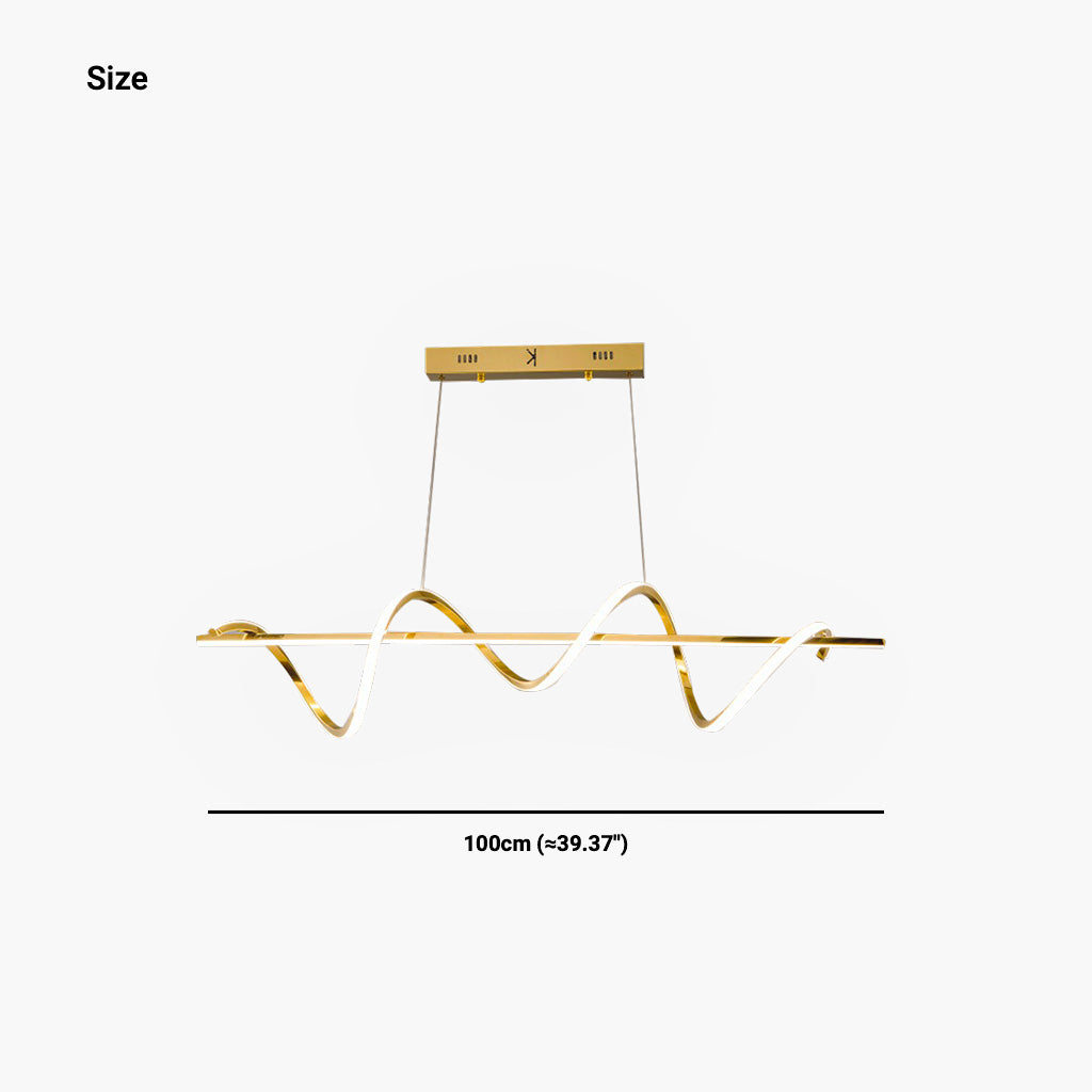 Chandelier Modern Linear Curved Wave LED, Gold