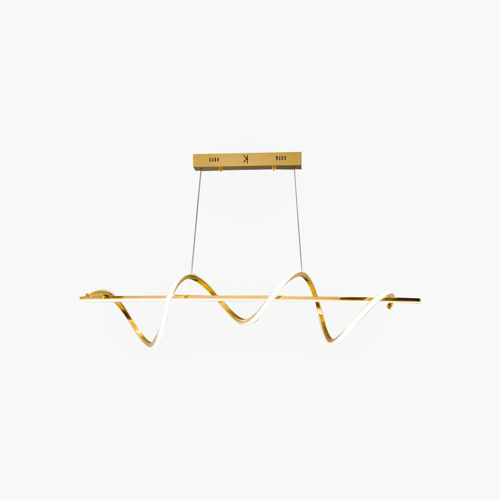 Chandelier Modern Linear Curved Wave LED, Gold