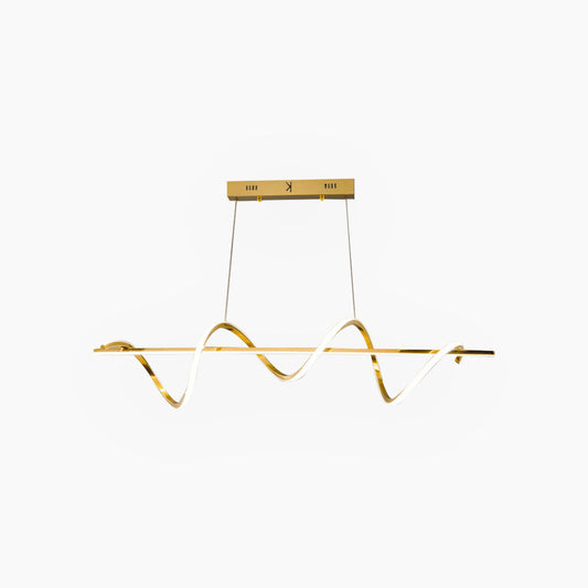 Chandelier Modern Linear Curved Wave LED, Gold