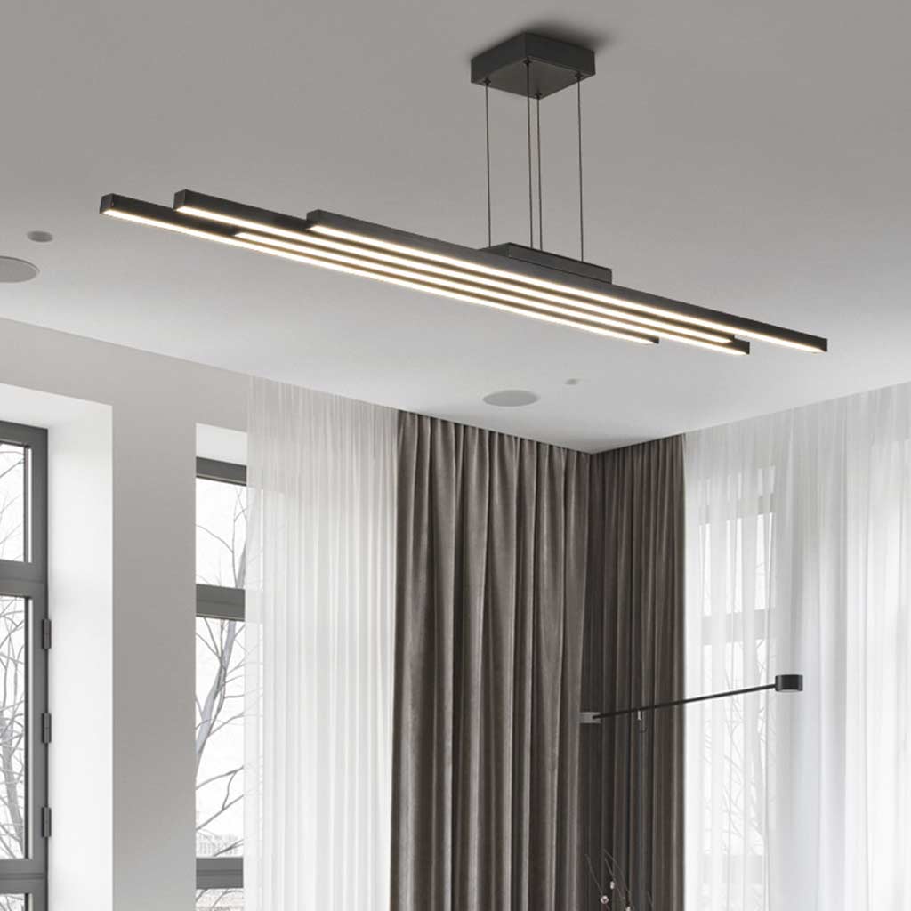 Chandelier Modern Minimalist Multiple Bar LED Dimmable, Black