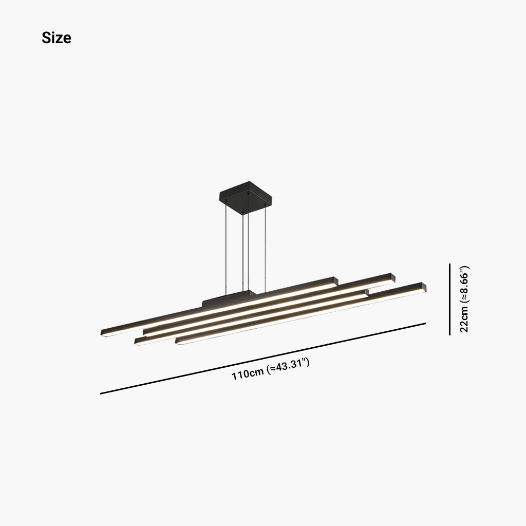 Chandelier Modern Minimalist Multiple Bar LED Dimmable, Black