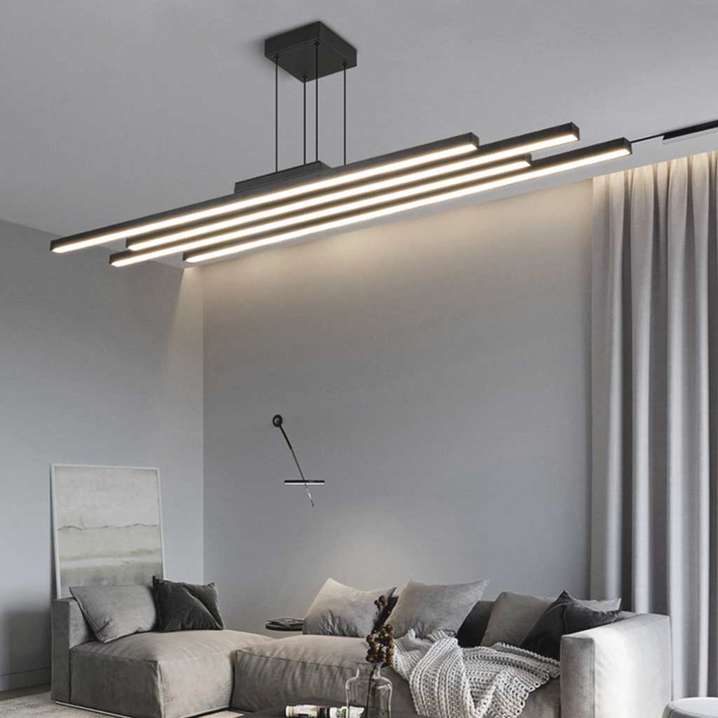 Chandelier Modern Minimalist Multiple Bar LED Dimmable, Black