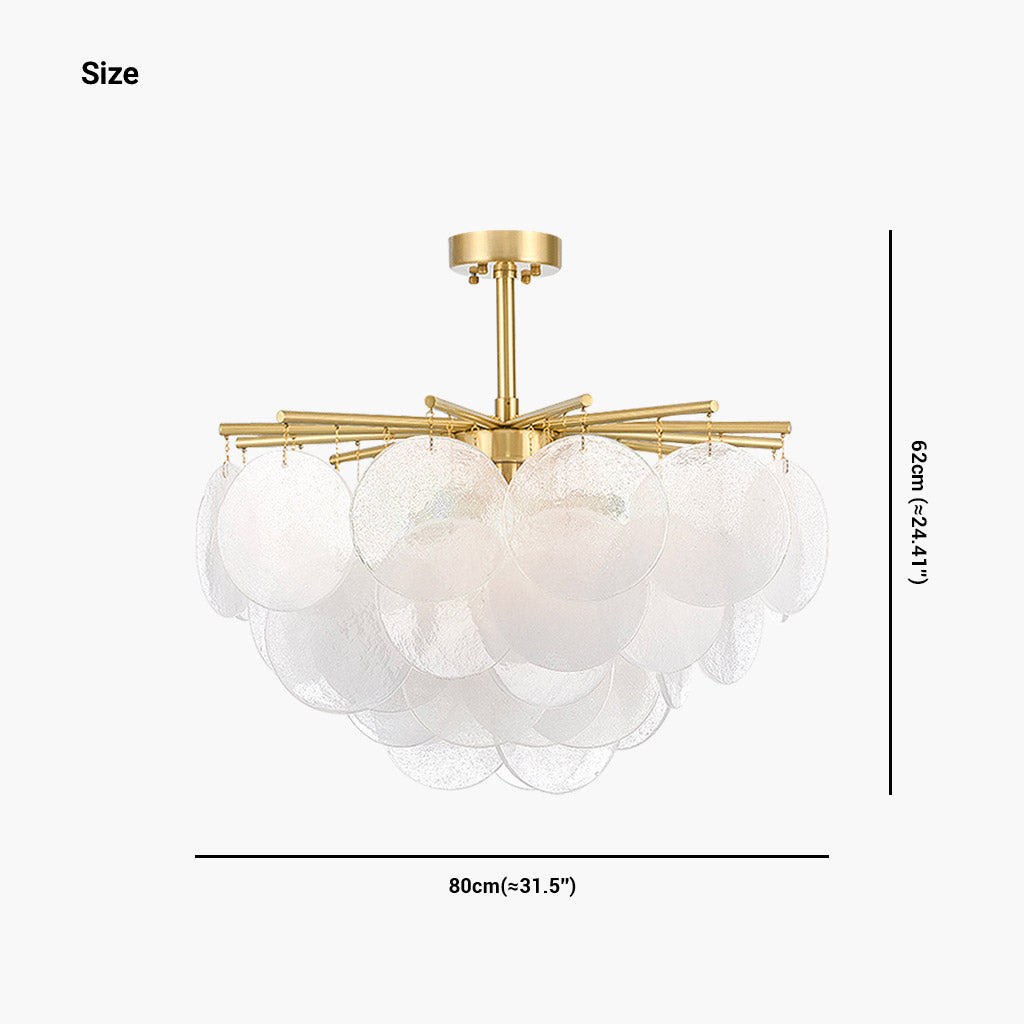Chandelier Nordic Elegant Nimbus Round Glass, White & Gold