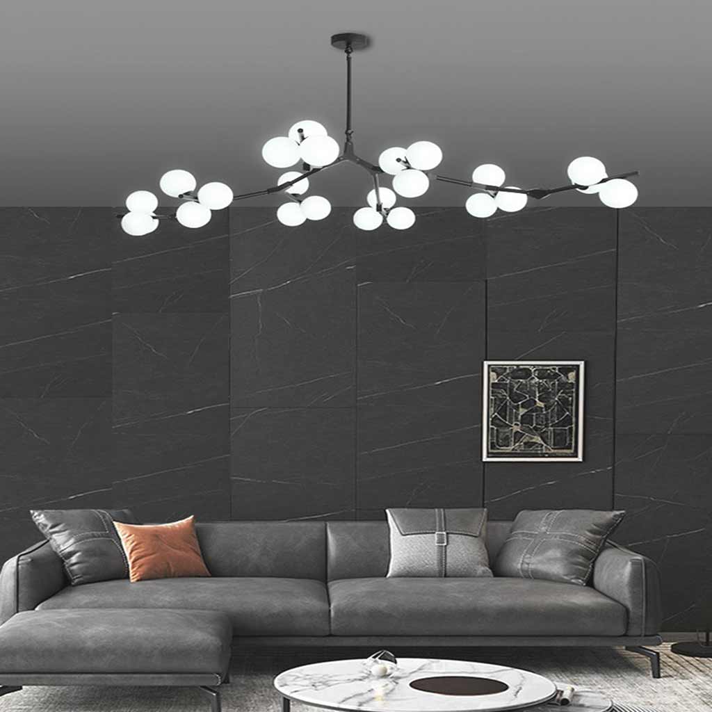 Chandelier Nordic Elegant Branch Bubble Glass Ball, Black / Gold