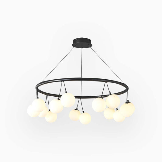 Chandelier Nordic Round / Linear Glass Ball Cherry, Black & White