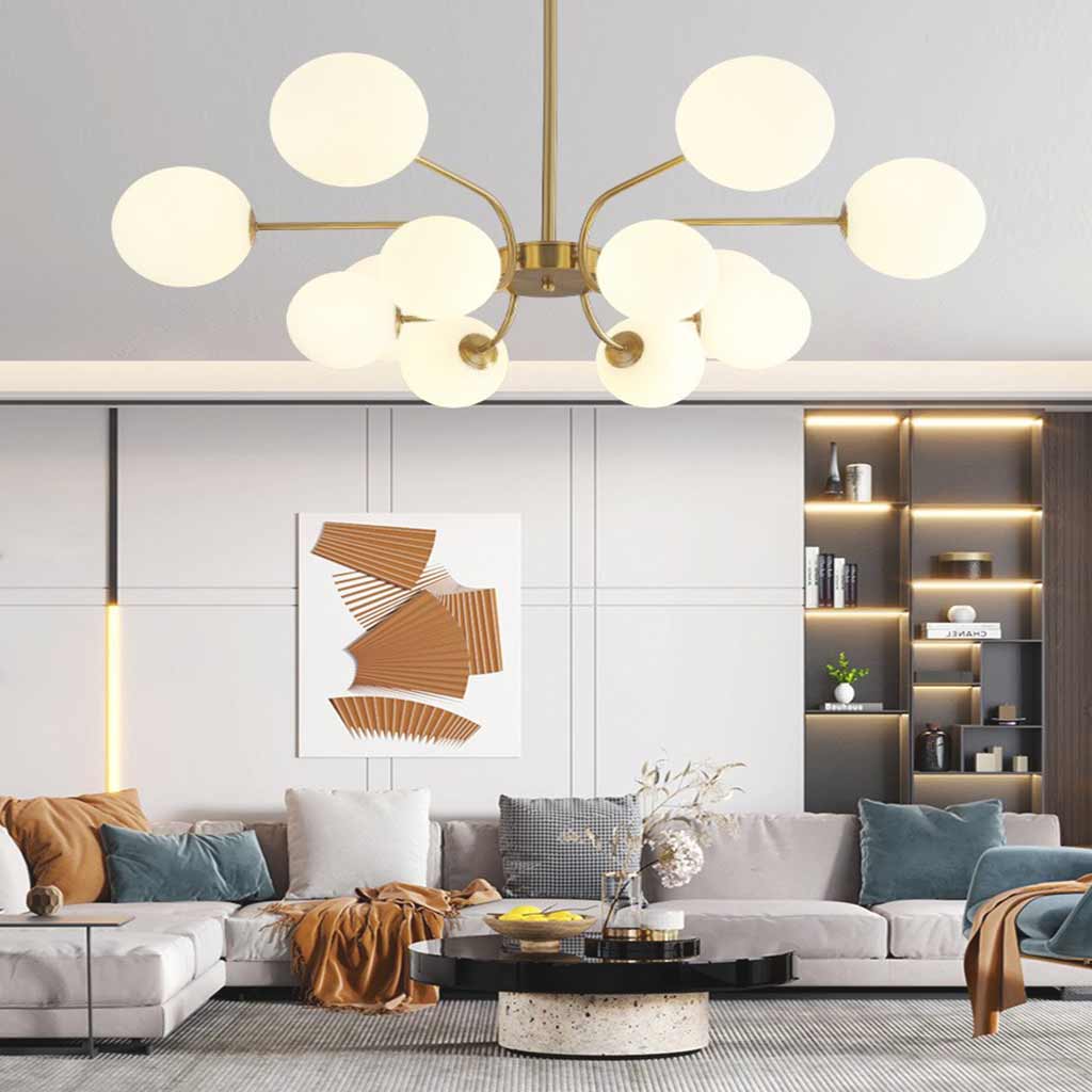 Chandelier Modern Nordic Sputnik Glass Globe, Chrome/Gold