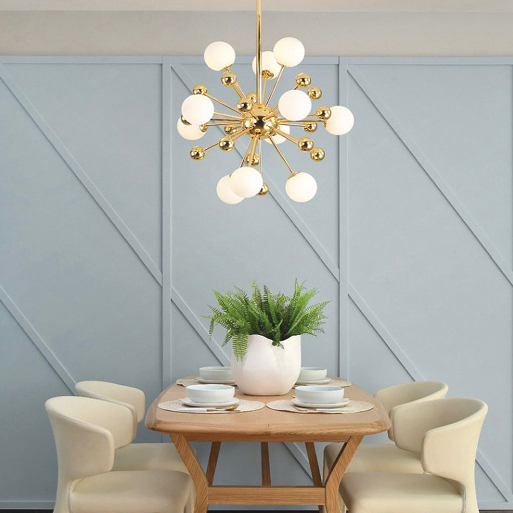 Chandelier Novelty Dandelion Glass Bubble, Gold & White