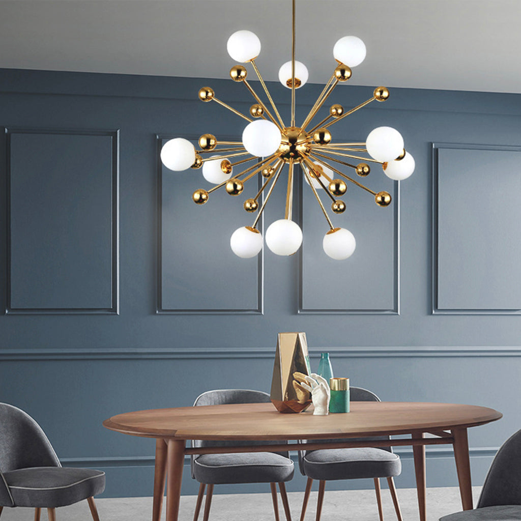 Chandelier Novelty Dandelion Glass Bubble, Gold & White