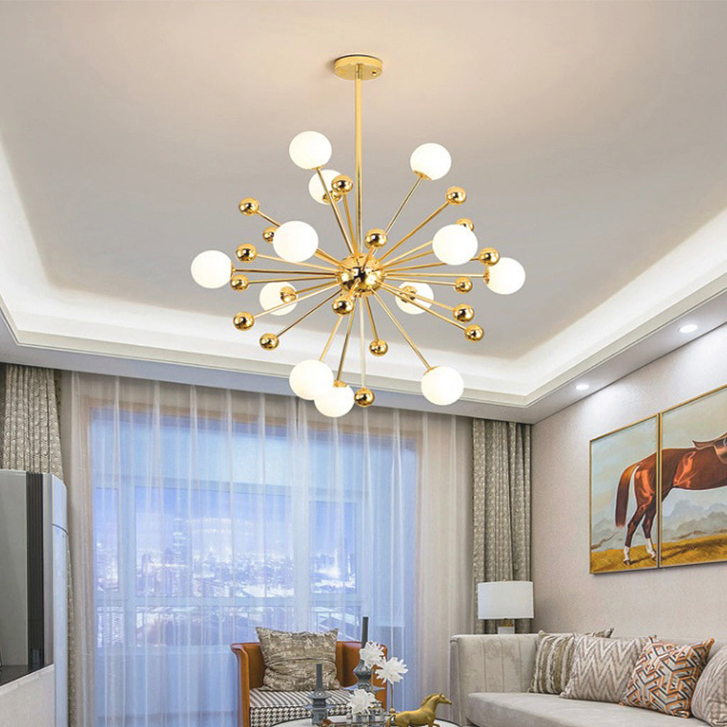 Chandelier Novelty Dandelion Glass Bubble, Gold & White