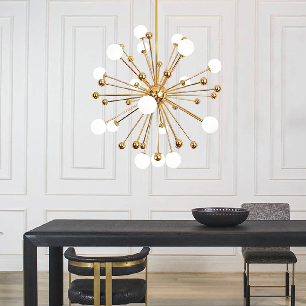 Chandelier Novelty Dandelion Glass Bubble, Gold & White