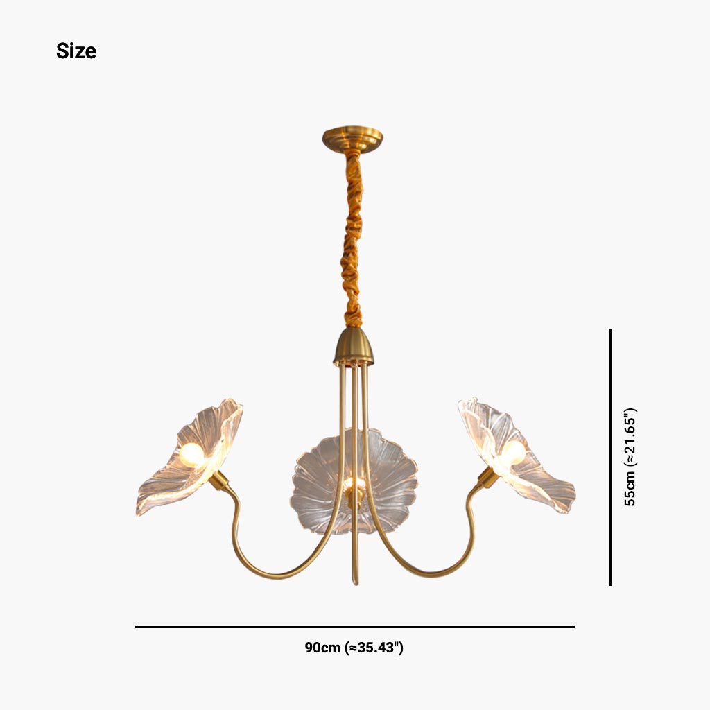 Chandelier / Ceiling Light Retro Glass Lotus Flower, Purple / White