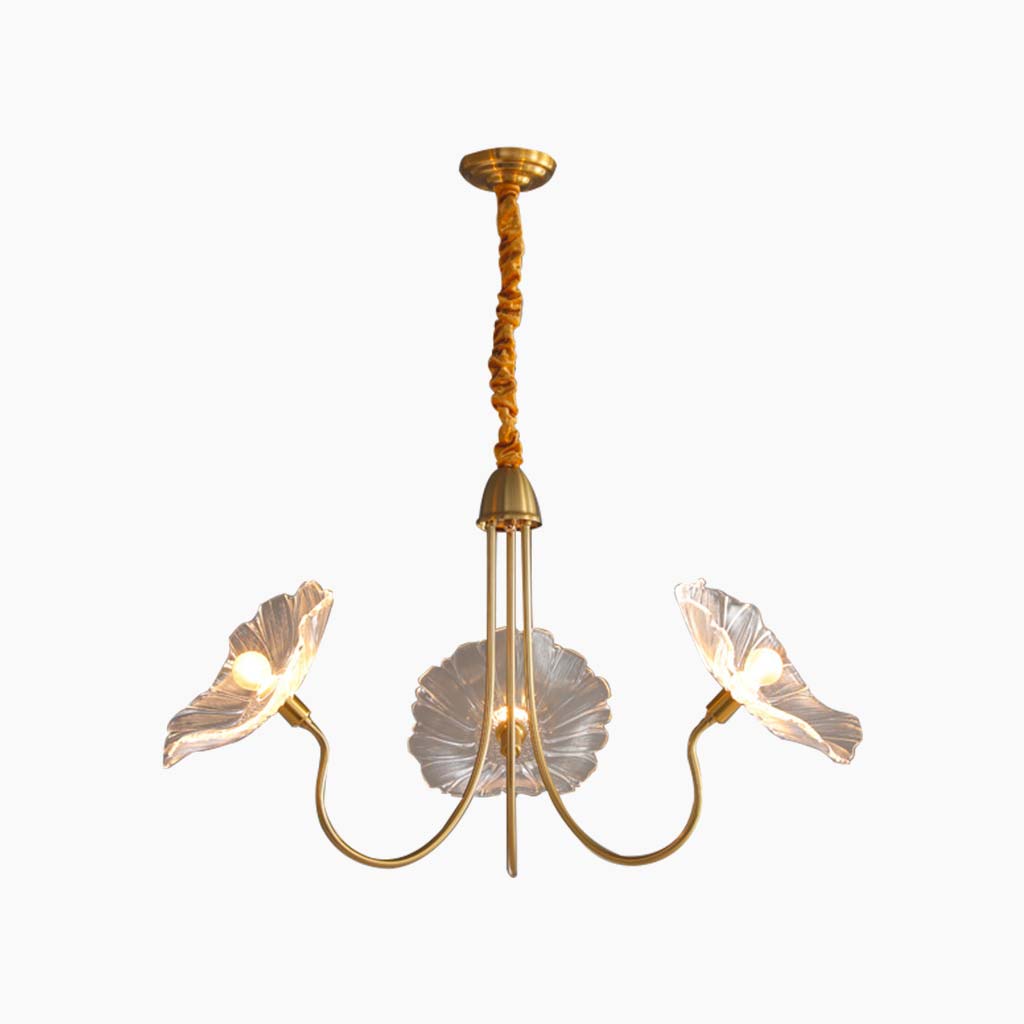 Chandelier / Ceiling Light Retro Glass Lotus Flower, Purple / White