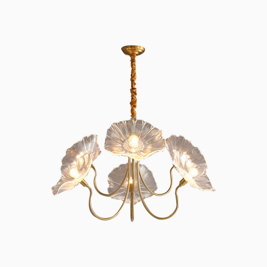 Chandelier / Ceiling Light Retro Glass Lotus Flower, Purple / White