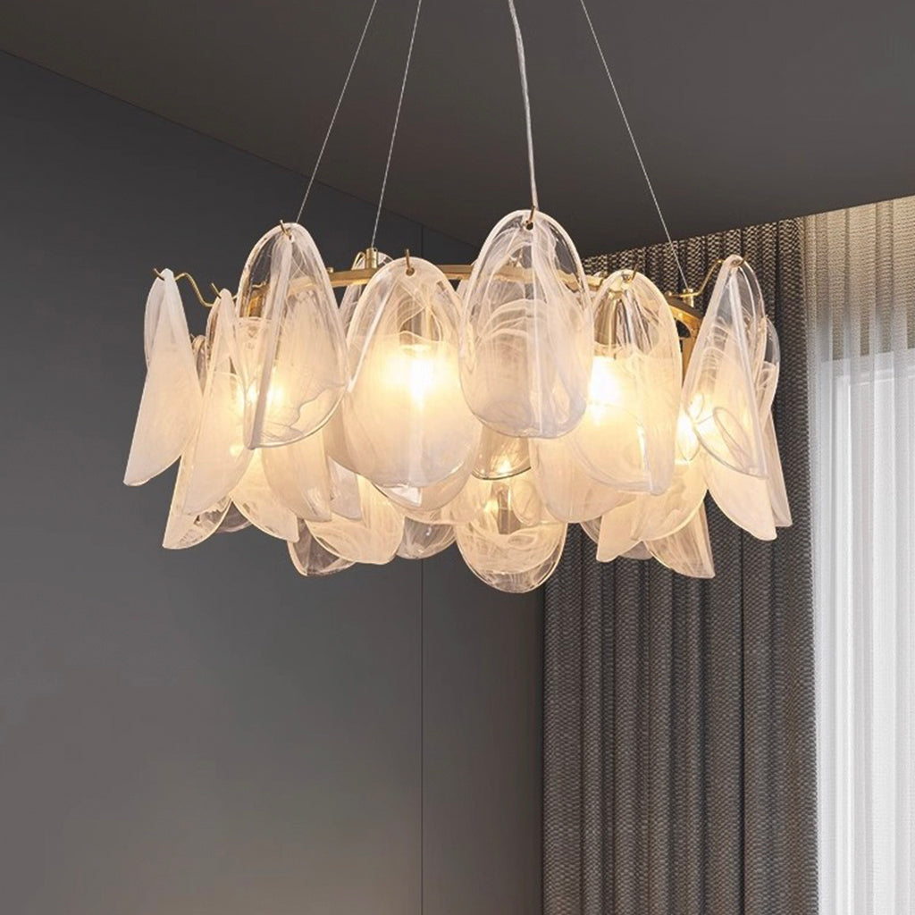 Chandelier Romantic French Frosted Glass Pearl