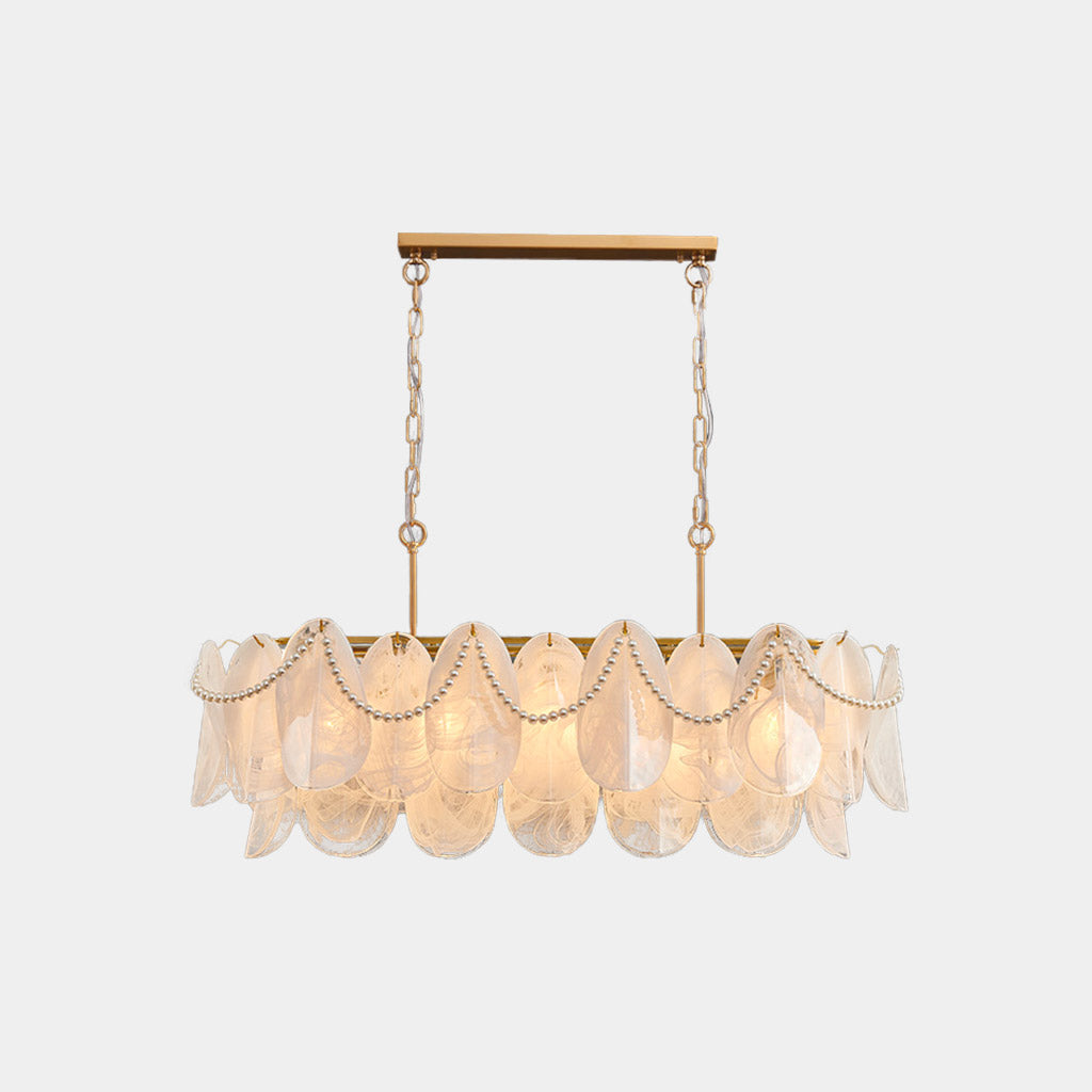 Chandelier Romantic French Frosted Glass Pearl