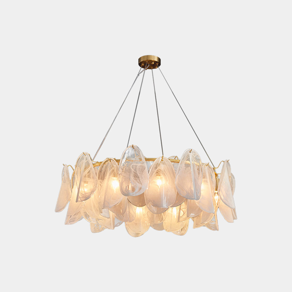 Chandelier Romantic French Frosted Glass Pearl