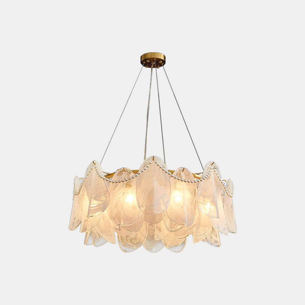 Chandelier Romantic French Frosted Glass Pearl