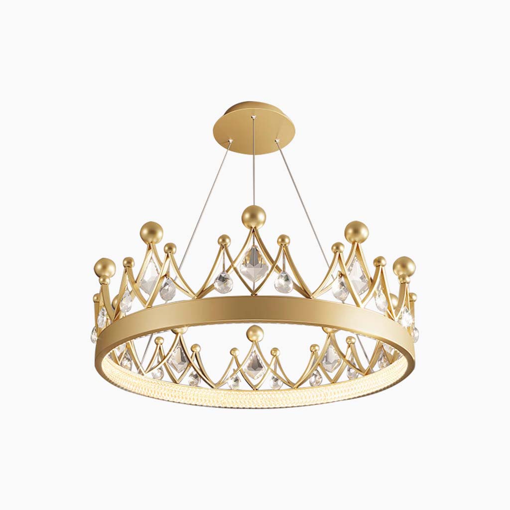 Chandelier Nordic Elegant Round Crystal Crown Chandelier, Gold