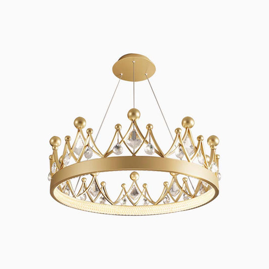 Chandelier Nordic Elegant Round Crystal Crown Chandelier, Gold