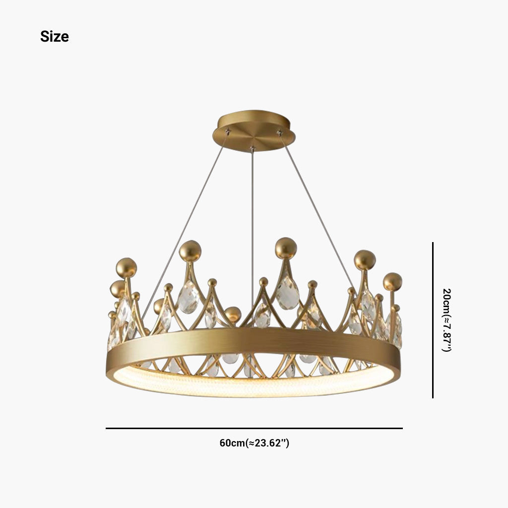 Chandelier Nordic Elegant Round Crystal Crown Chandelier, Gold