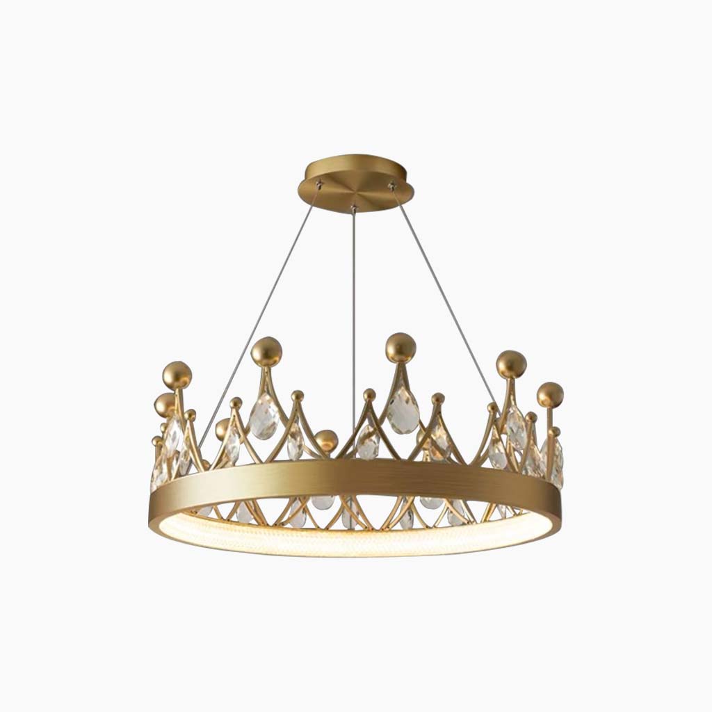 Chandelier Nordic Elegant Round Crystal Crown Chandelier, Gold