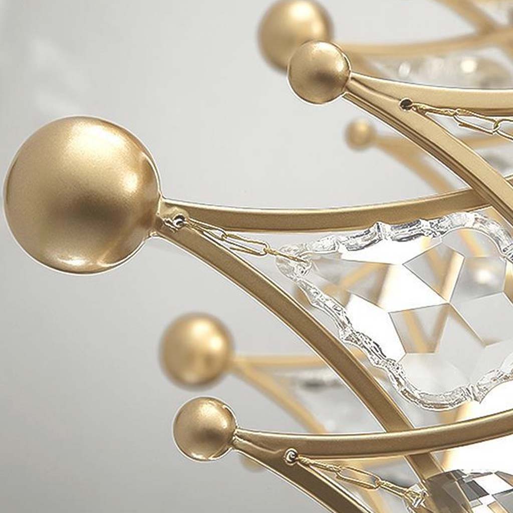 Chandelier Nordic Elegant Round Crystal Crown Chandelier, Gold