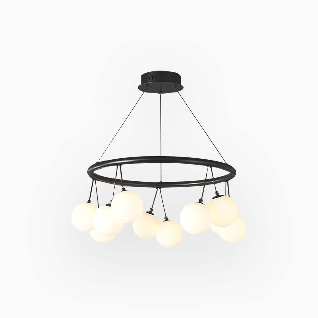 Chandelier Nordic Round / Linear Glass Ball Cherry, Black & White