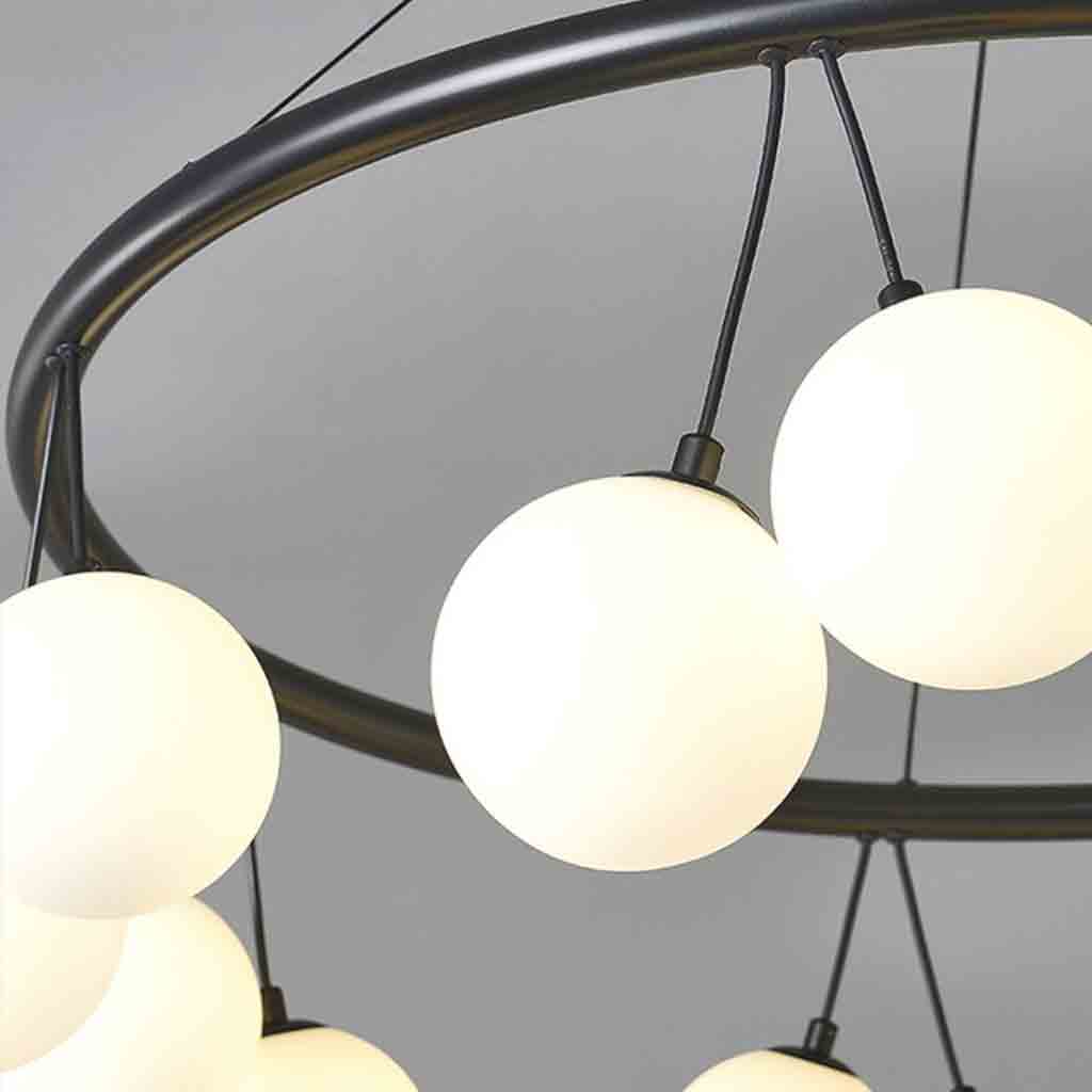 Chandelier Nordic Round / Linear Glass Ball Cherry, Black & White