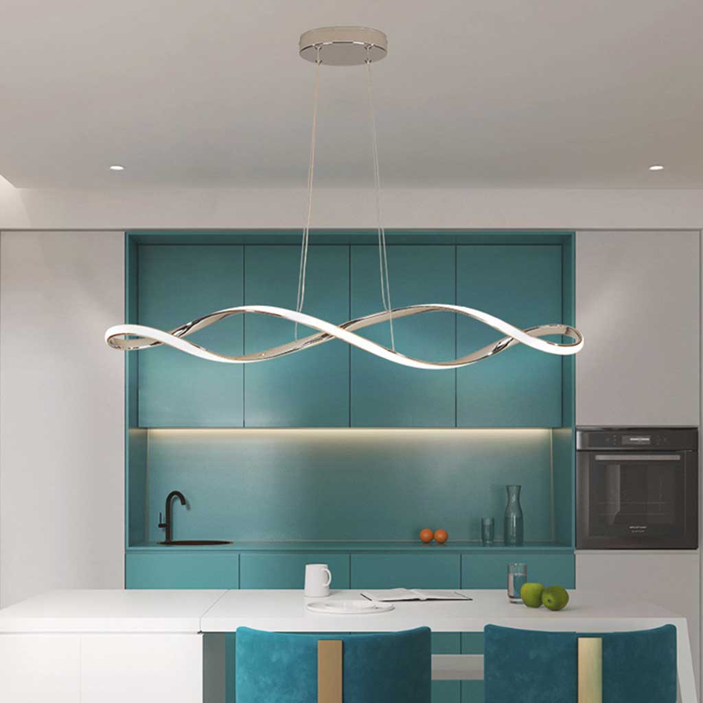 Chandelier Minimalist Unique Twisted Dimmable LED, Chrome / Gold