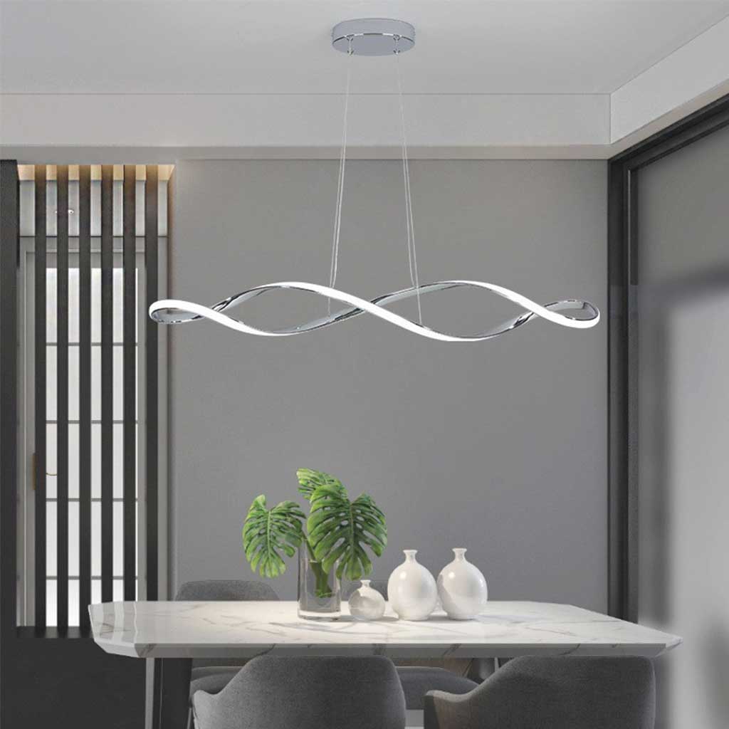 Chandelier Minimalist Unique Twisted Dimmable LED, Chrome / Gold