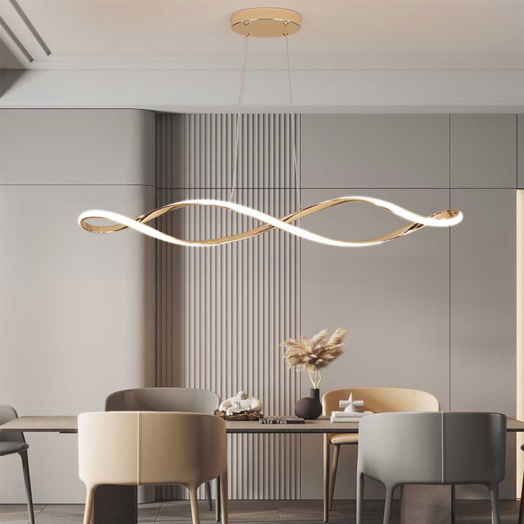 Chandelier Minimalist Unique Twisted Dimmable LED, Chrome / Gold