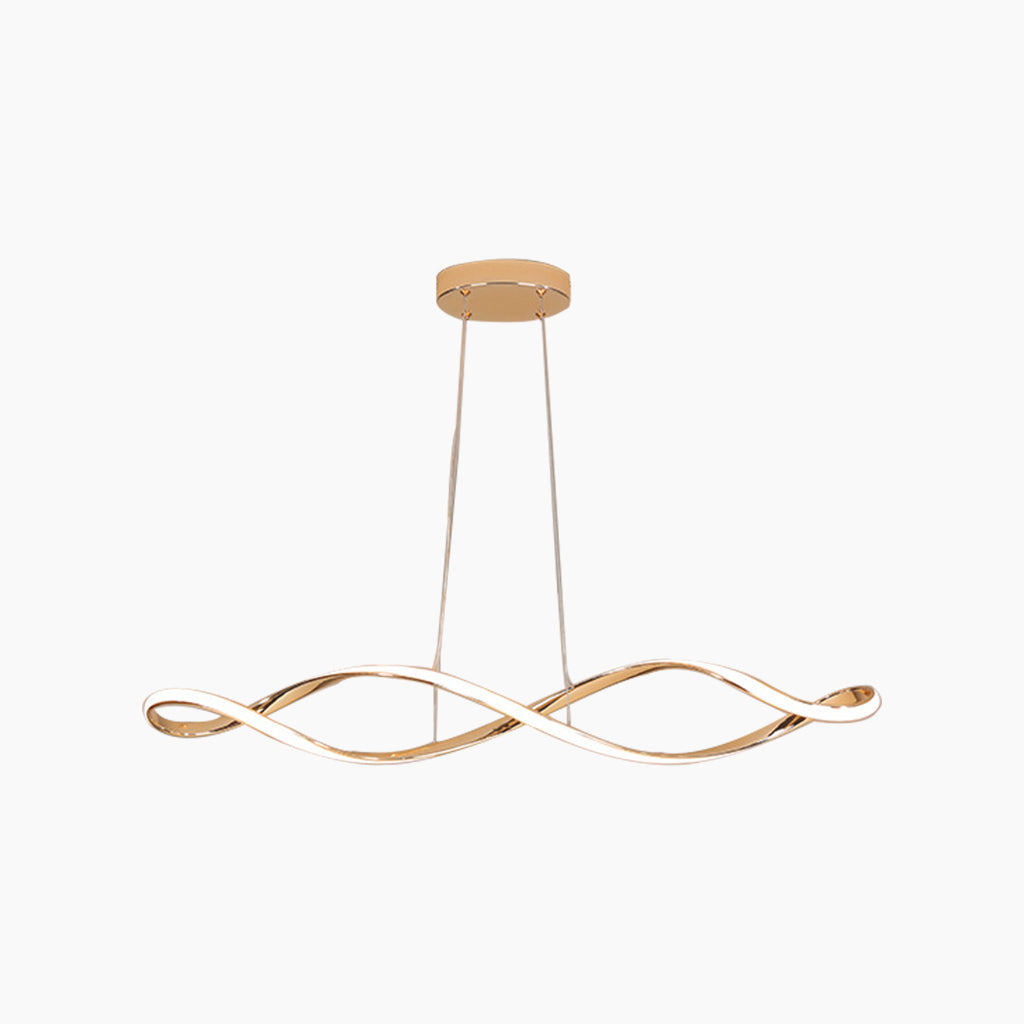Chandelier Minimalist Unique Twisted Dimmable LED, Chrome / Gold