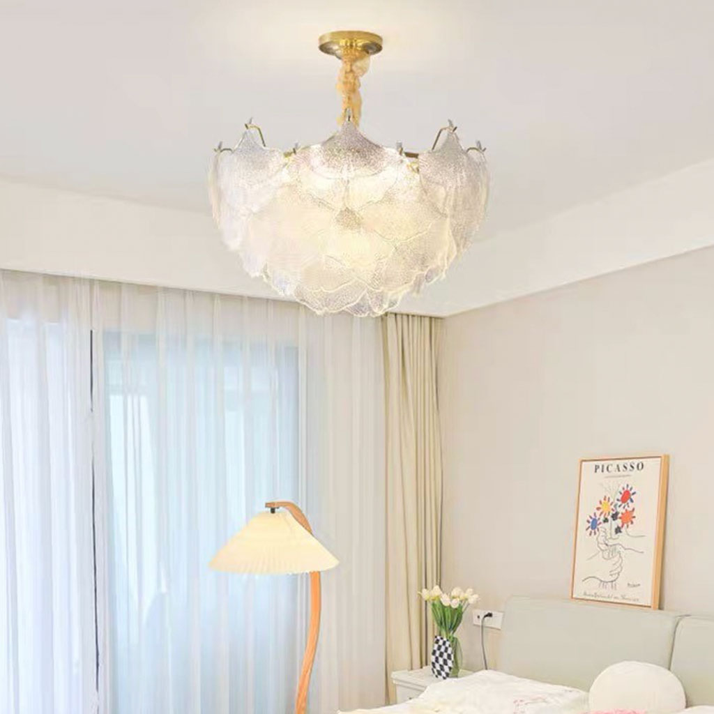 Chandelier/Flush Mount Ceiling Light Unique Glass Ginkgo Leaf