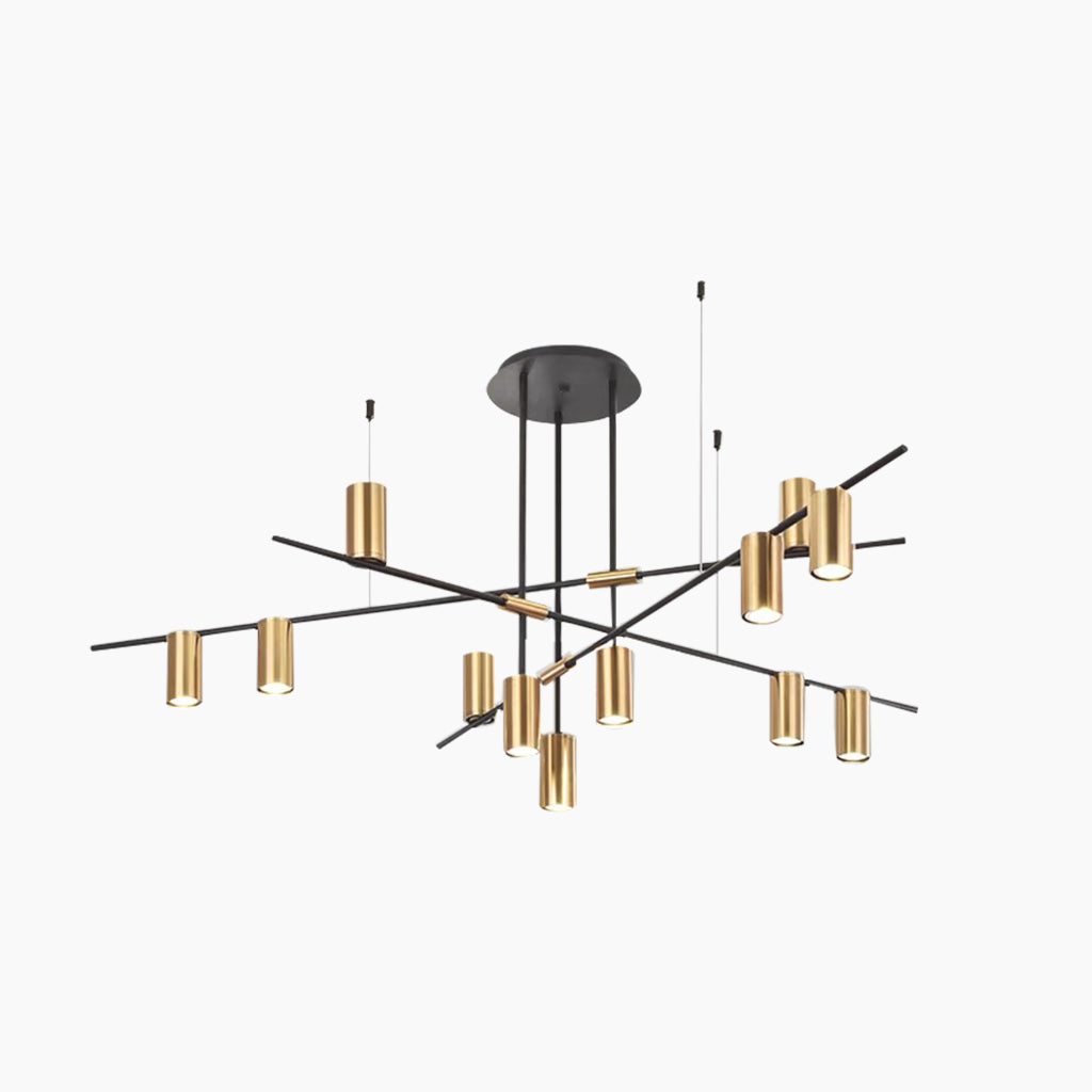 Chandelier Unique Iron Uplight & Downlight, Black / Gold