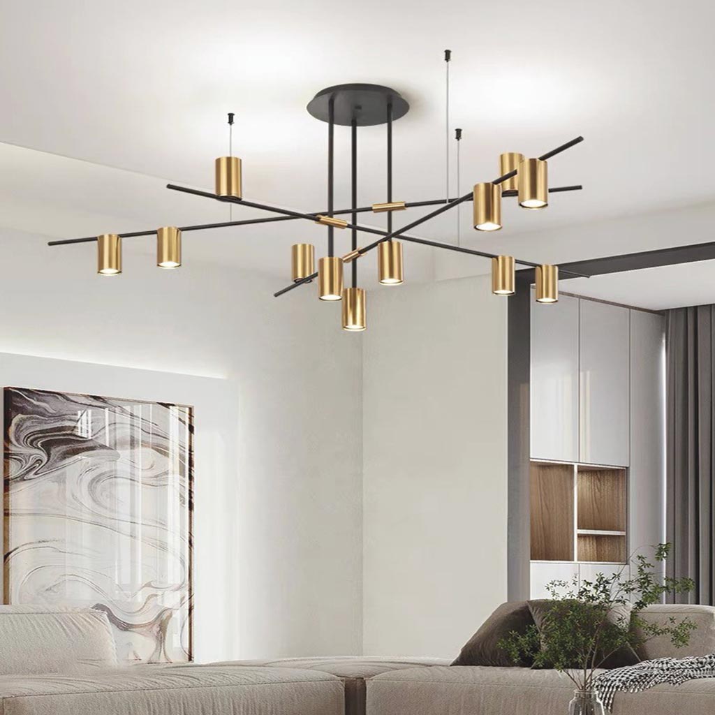 Chandelier Unique Iron Uplight & Downlight, Black / Gold