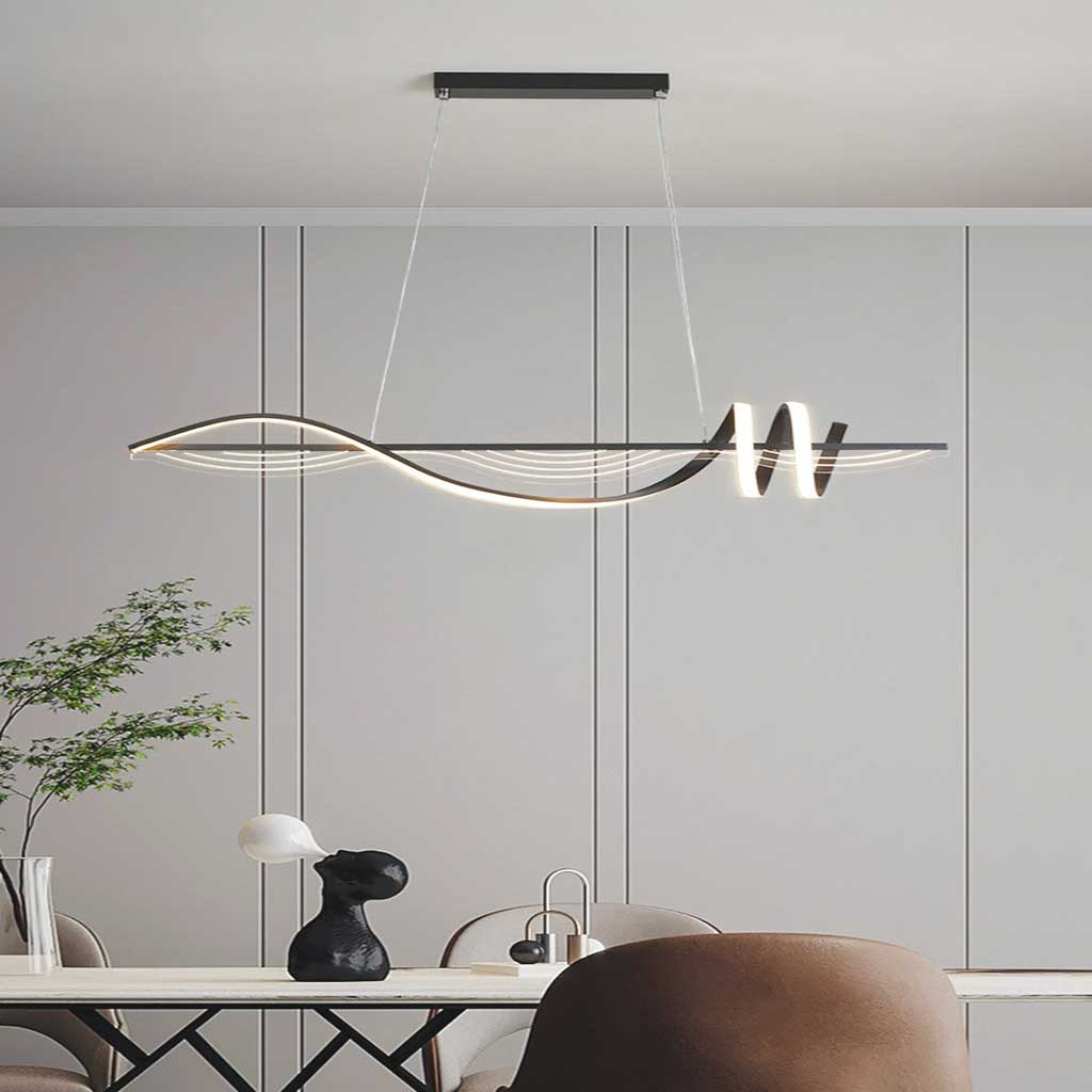 Chandelier Nordic Artistic Wavy Dimmable LED, Black / White