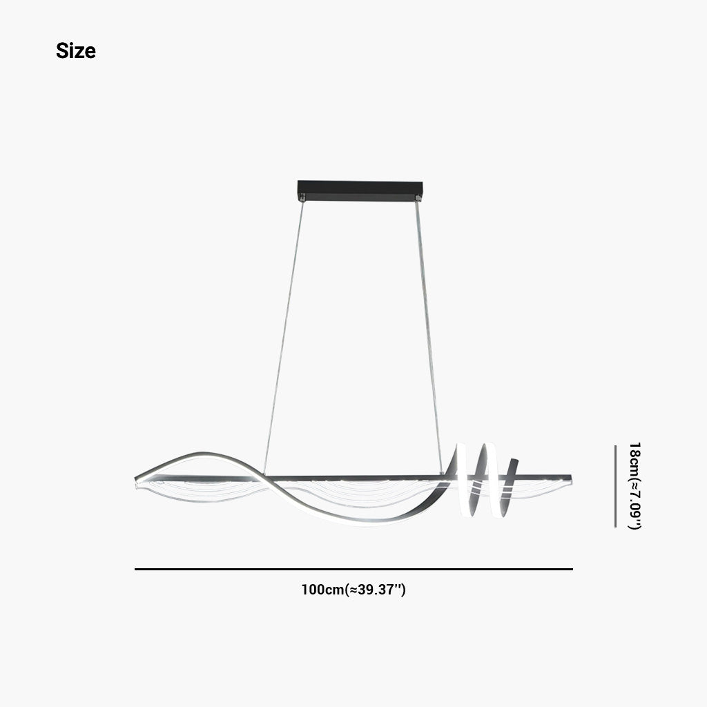 Chandelier Nordic Artistic Wavy Dimmable LED, Black / White