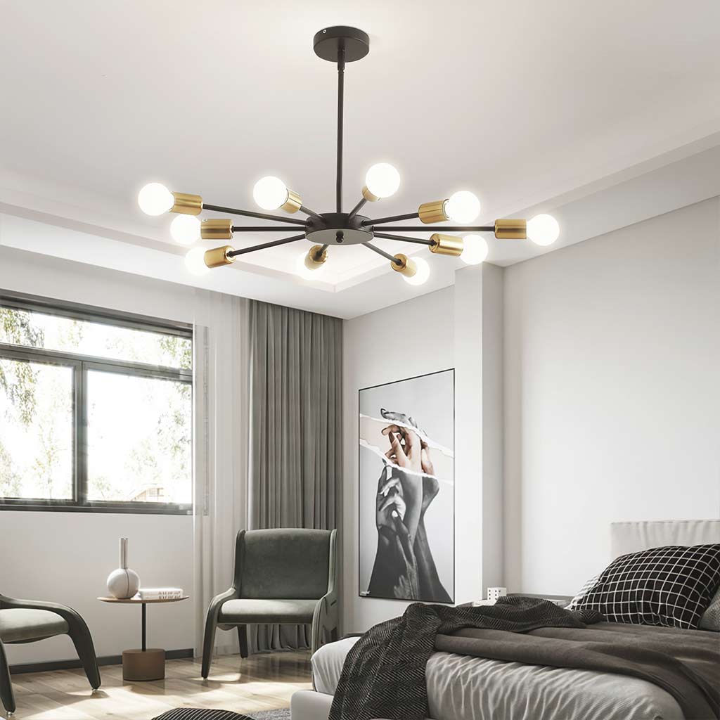 Ceiling Light Sputnik Chandelier Chic, Wrought Iron/Black