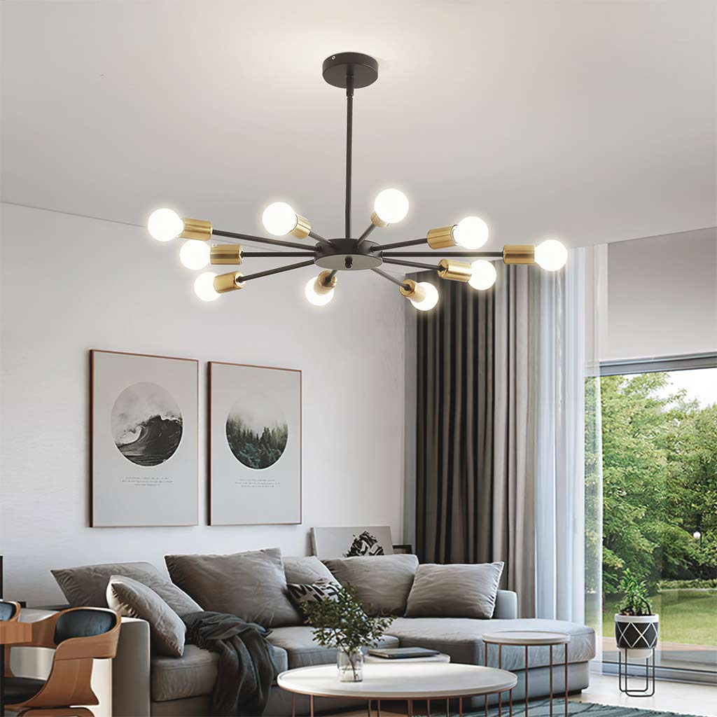 Ceiling Light Sputnik Chandelier Chic, Wrought Iron/Black