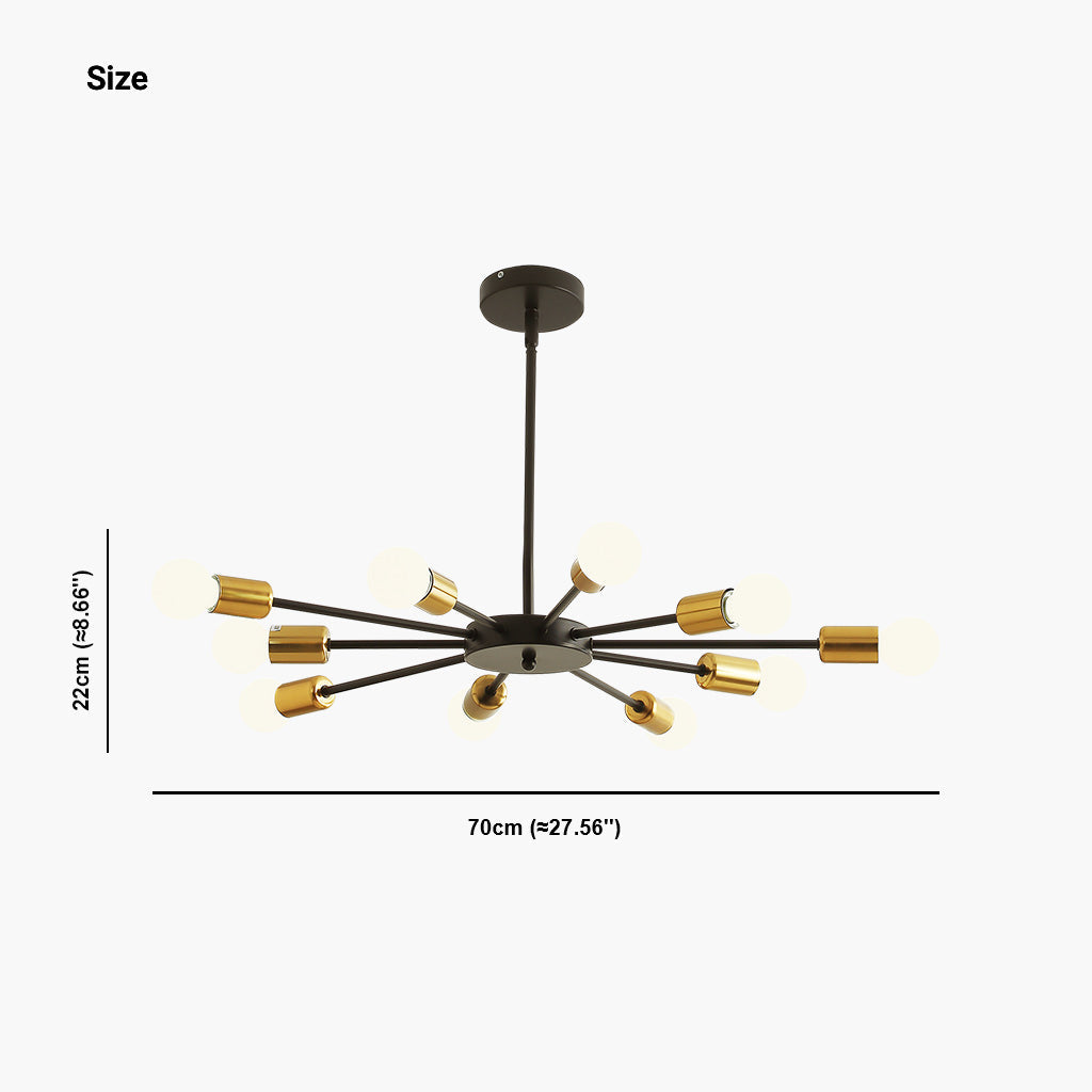 Ceiling Light Sputnik Chandelier Chic, Wrought Iron/Black