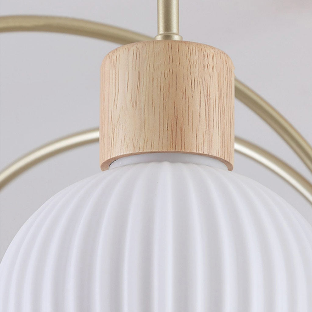 Ceiling Light Chandelier Chic Cream, Wood and Glass