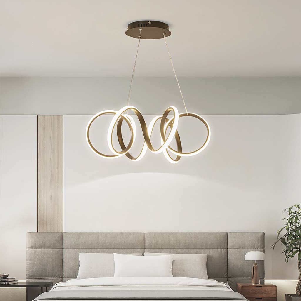 Ceiling Light Chandelier Fixture Chic Hanging LED Circular, Metal
