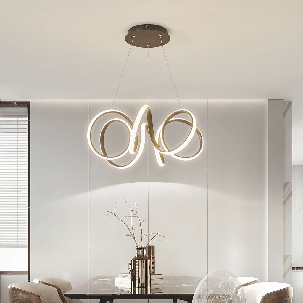 Ceiling Light Chandelier Fixture Chic Hanging LED Circular, Metal