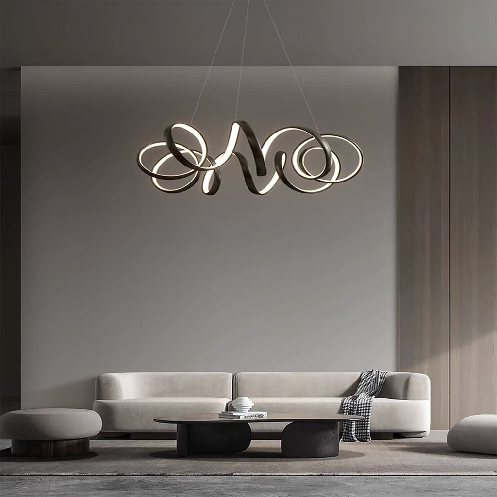 Ceiling Light Chandelier Fixture Chic Hanging LED Circular, Metal