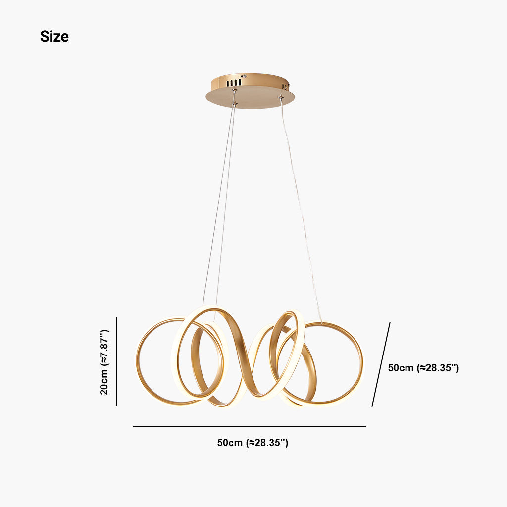 Ceiling Light Chandelier Fixture Chic Hanging LED Circular, Metal