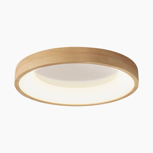 Ceiling Light Nordic Circular Flush Mount, Natural Wood