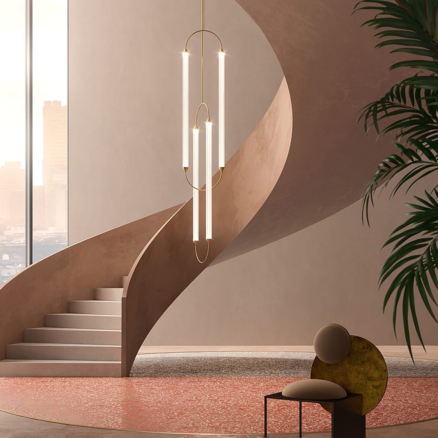 Radiant Arc Duo Column Pendant Lamp