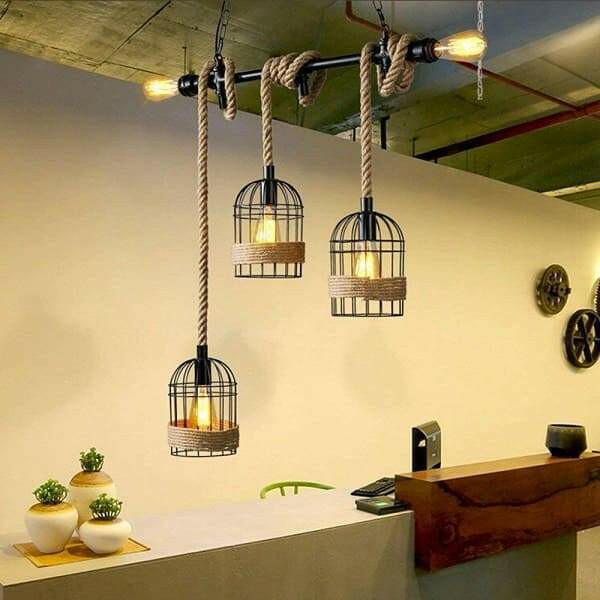 Clervie - Retro Hemp Rope Pendant Lamp